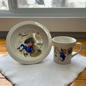 Little Boy Blue Old Foley James Kent Staffordshire England Child’s Bowl & Mug